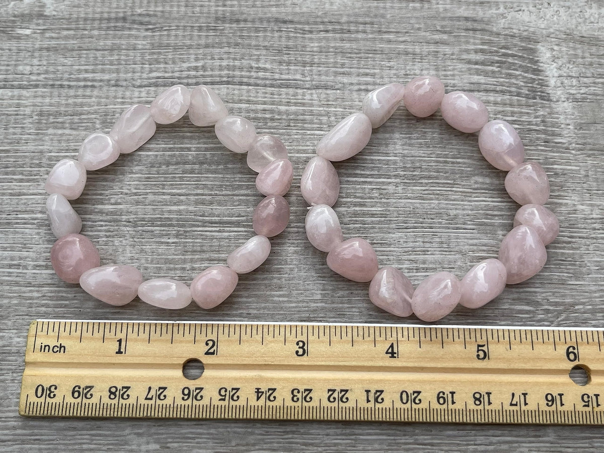 GAF TREASURES Rose Quartz Crystal Nugget Bracelet, Genuine Rose Quartz Bracelet, Healing Crystal Bracelet Gift for Men & Women (1)