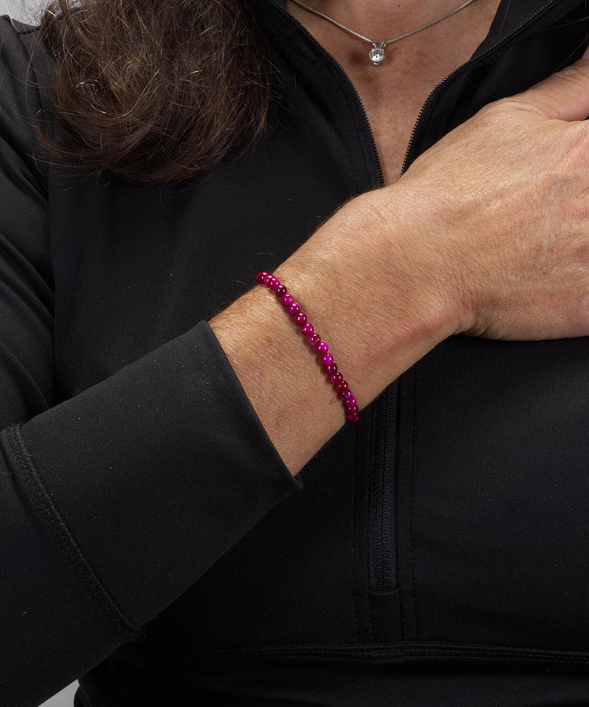Cherry Tree Collection - Small, Medium, Large Sizes - Gemstone Beaded Bracelets For Women and Men - 4mm Round Beads (Pink Tiger's Eye, Medium)