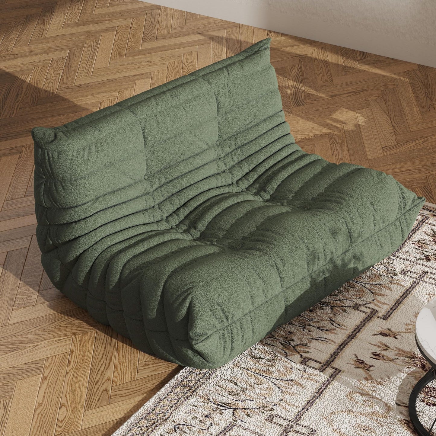 Comfy Memory Foam Loveseat Bean Bag Chair for Adults - Teddy Fleece Fireside Accent Chair for Reading, Lazy Floor Sofa Couch Boneless Chaise Lounge for Living Room Bedroom Home Theater, 2 Seater