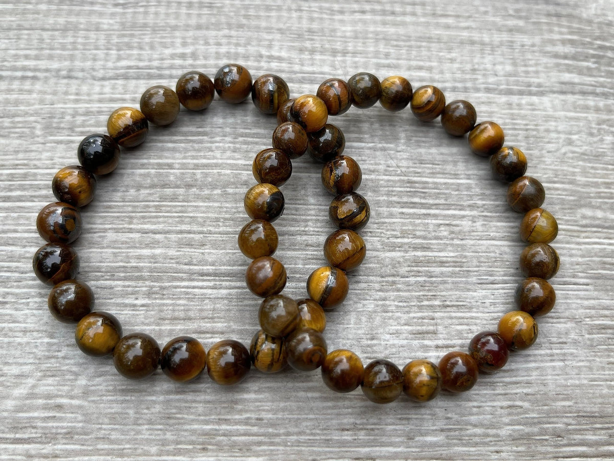 GAF TREASURES Tiger Eye Crystal Bead Bracelet 8mm, Genuine Tiger Eye Stretch Gemstone Bracelet, Healing Crystal Bracelet, Gift for Men & Women (1)