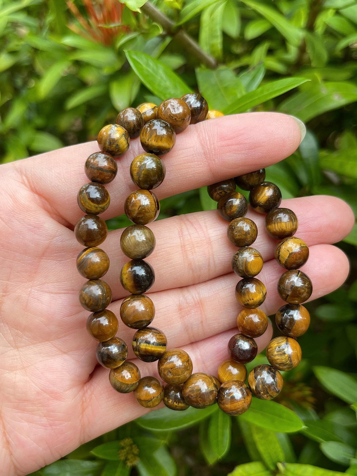 GAF TREASURES Tiger Eye Crystal Bead Bracelet 8mm, Genuine Tiger Eye Stretch Gemstone Bracelet, Healing Crystal Bracelet, Gift for Men & Women (1)