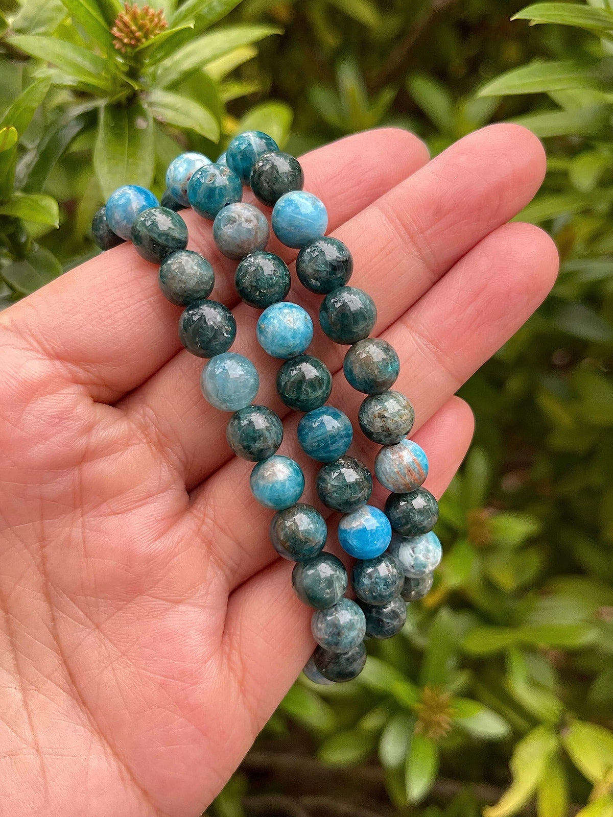 GAF TREASURES Apatite Crystal Bead Bracelet 8mm, Genuine Apatite Stretch Gemstone Bracelet, Healing Crystal Bracelet, Gift for Men & Women (1)