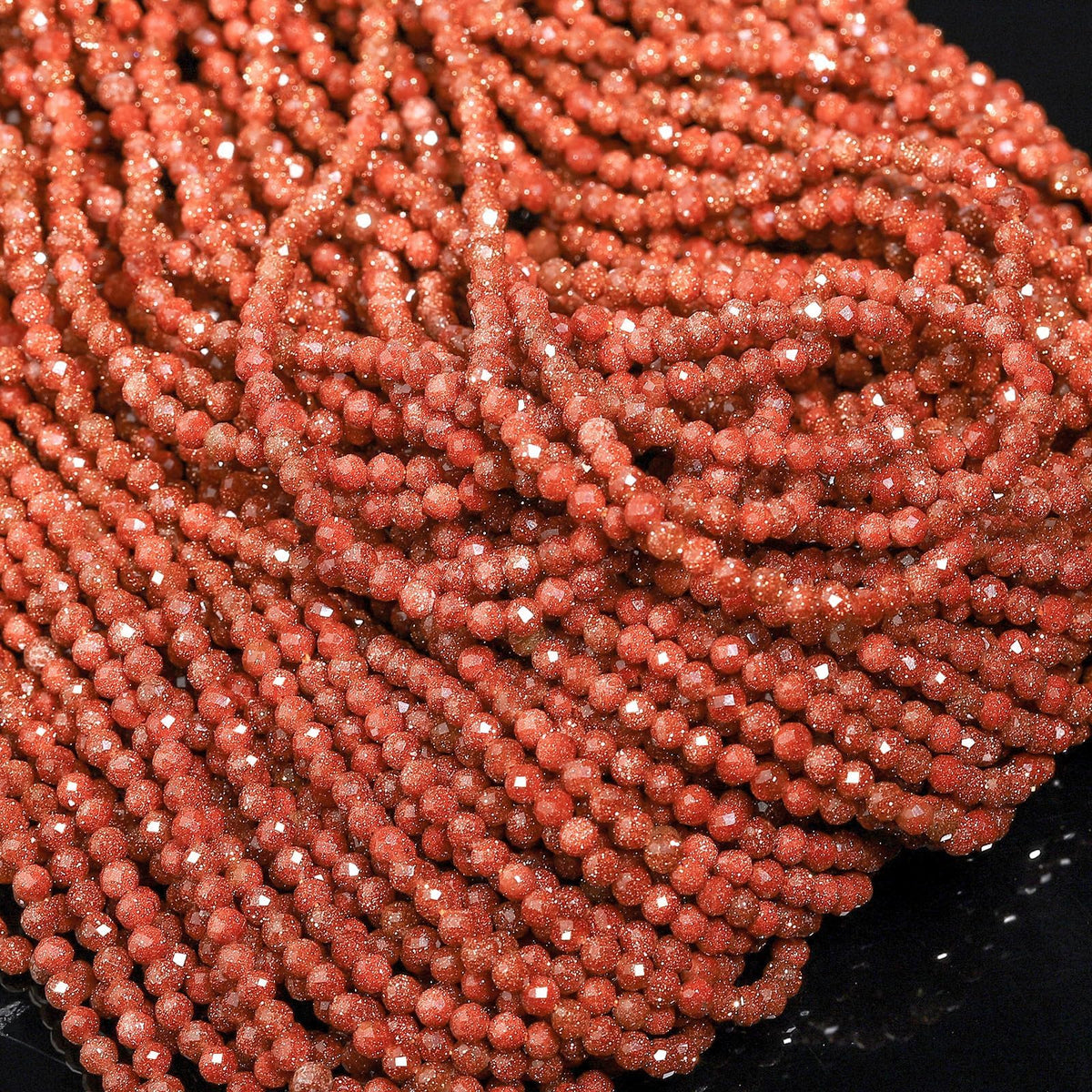 Song Xi 180pcs 2mm Natural Golden Sandstone Gemstone Beads Faceted Round Loose Stone Beads for Jewelry Making (1 Strand)