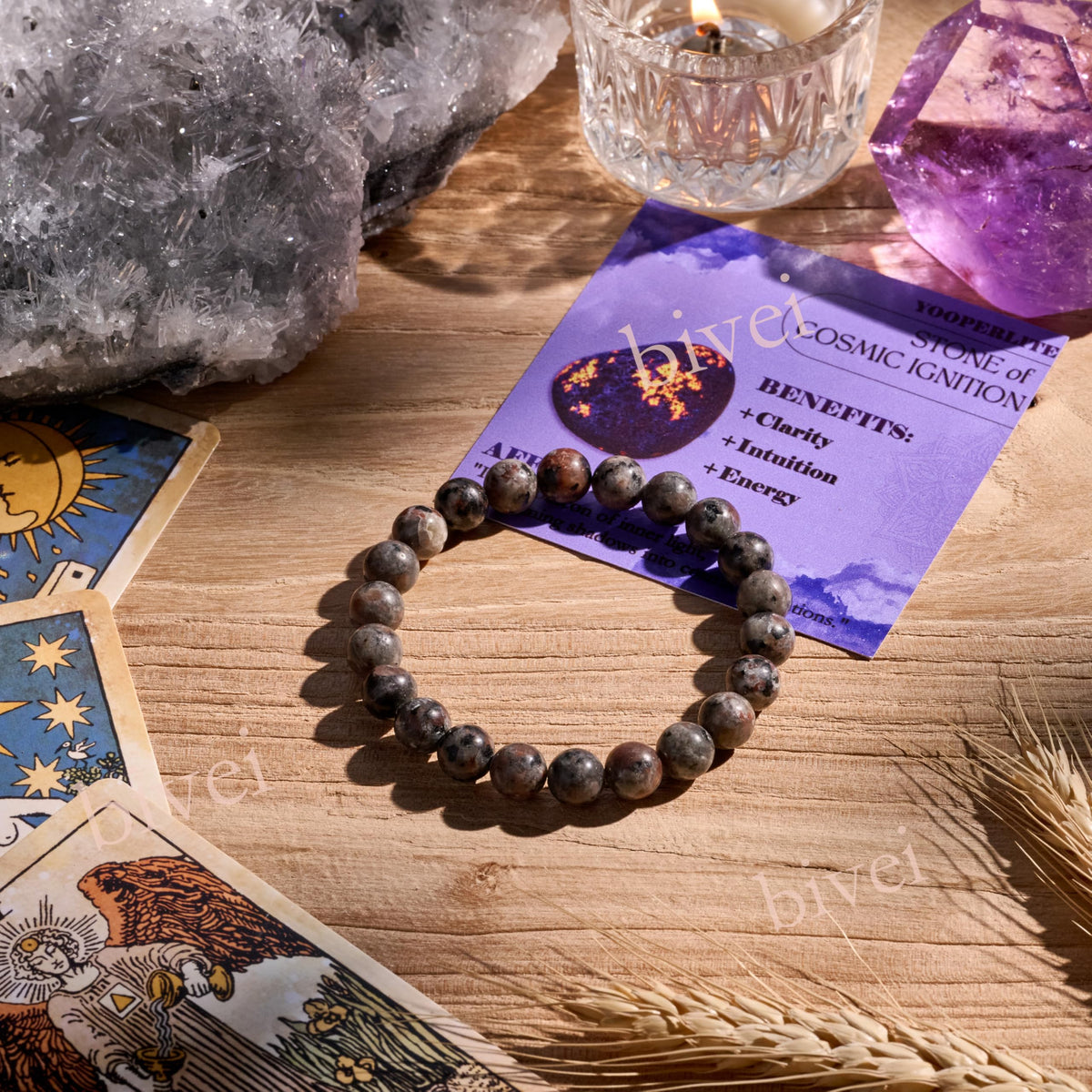 Yooperlite -Cosmic Ignition-8mm Beaded Bracelets for Women Handmade Semi Precious Natural Stone Stretch Elastic Jewelry Yoga Protection Gifts