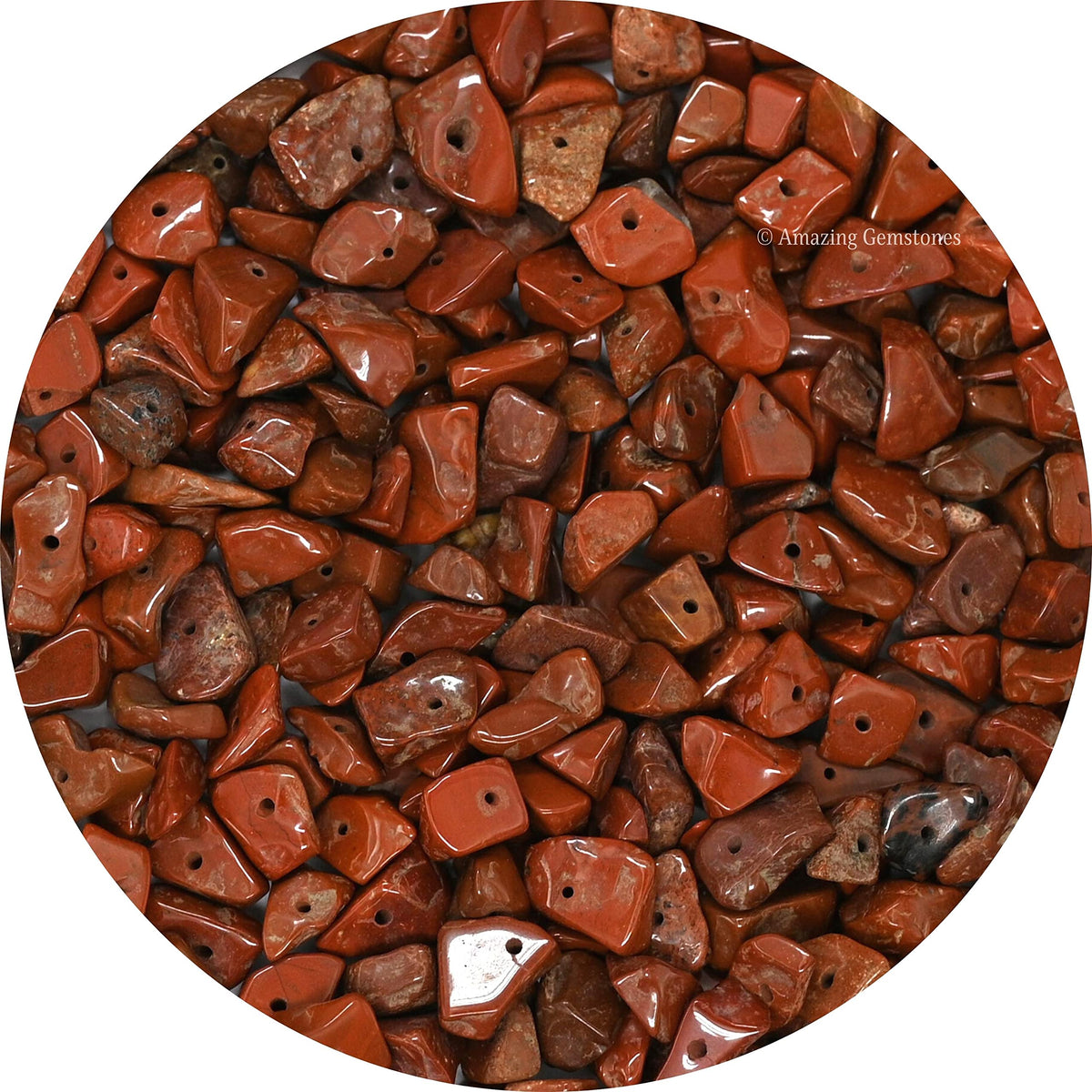 Red Jasper Pre Drilled Natural Crystals Crushed Chips Beads for Jewelry Making, DIY Handmade Healing Crystals (25 Inch Strand)