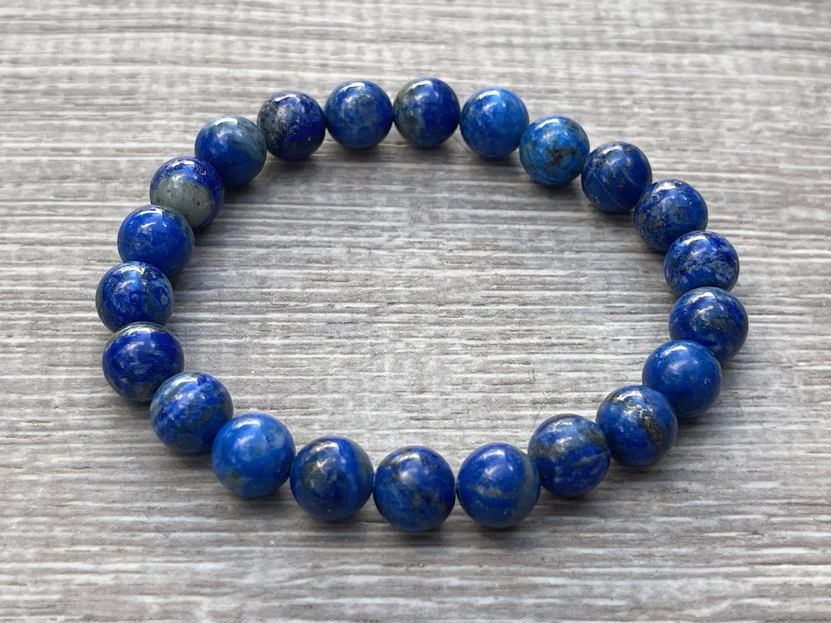 GAF TREASURES Lapis Lazuli Crystal Bead Bracelet 8mm, Genuine Lapis Lazuli Stretch Gemstone Bracelet, Healing Crystal Bracelet, Gift for Men & Women (1)