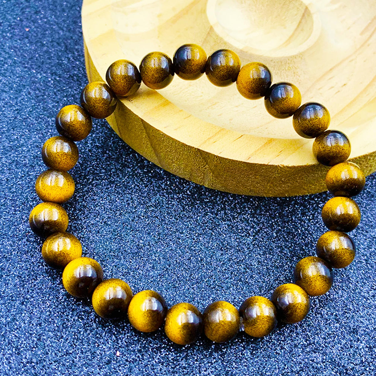 Cryhand Female 8mm Beaded Bracelets For Women Simulated Tigers eye Bracelet for Men Handmade Lucky Money Stretchy Crystal Bracelets Best Gifts