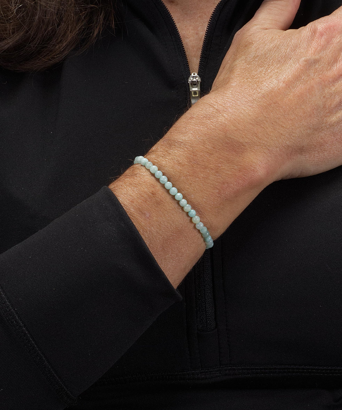 Cherry Tree Collection - Small, Medium, Large Sizes - Gemstone Beaded Bracelets For Women and Men - 4mm Round Beads (Amazonite, Medium)