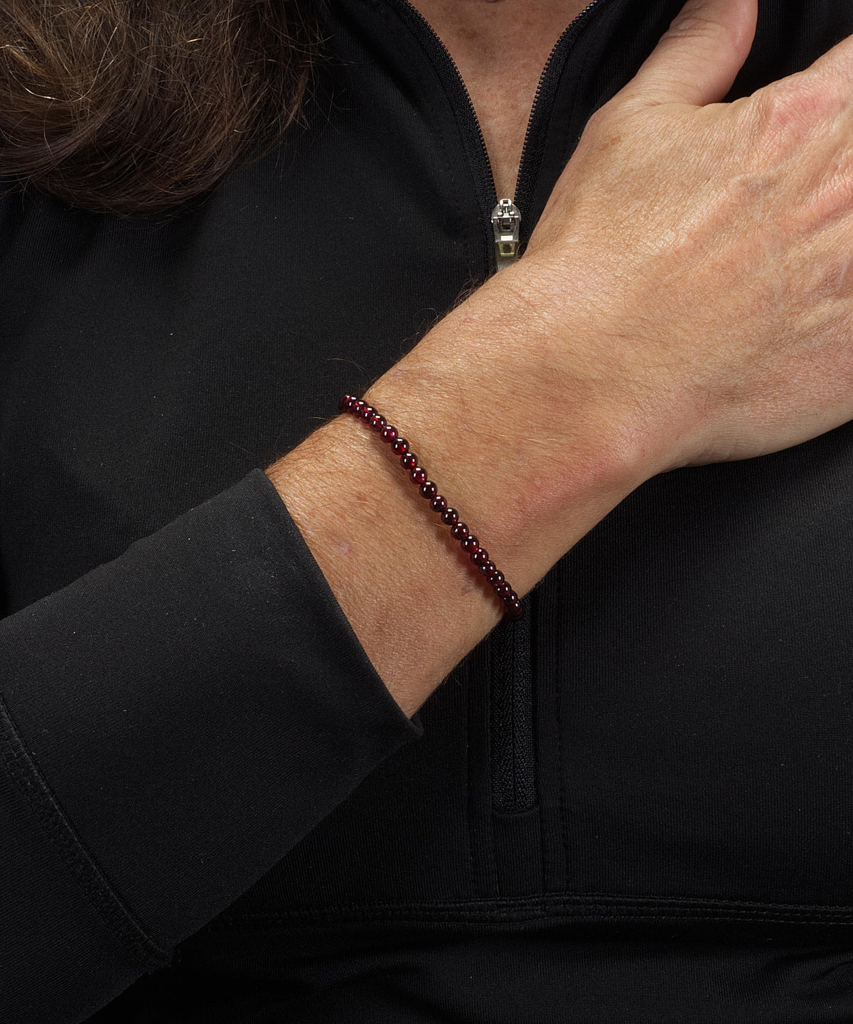 Cherry Tree Collection - Small, Medium, Large Sizes - Gemstone Beaded Bracelets For Women and Men - 4mm Round Beads (Red Garnet, Medium)