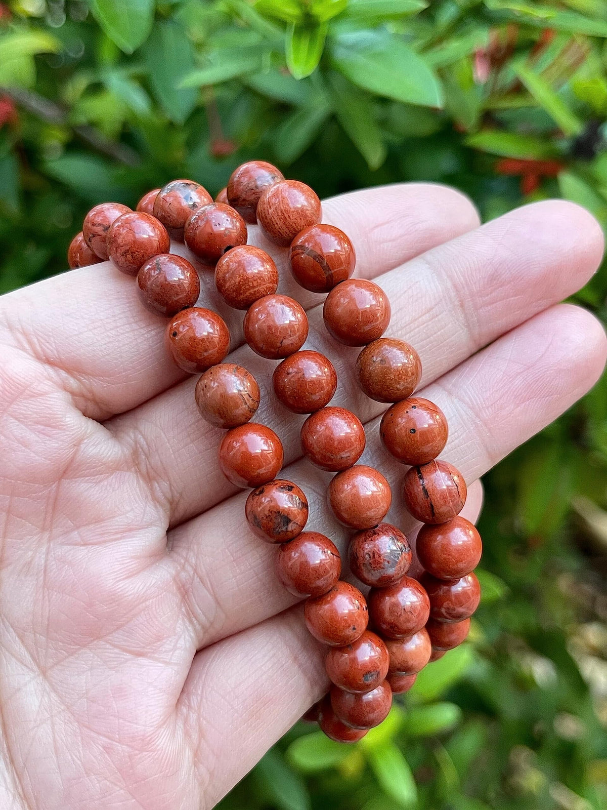 GAF TREASURES Red Jasper Crystal Bead Bracelet 8mm, Genuine Red Jasper Stretch Gemstone Bracelet, Healing Crystal Bracelet, Gift for Men & Women (1)