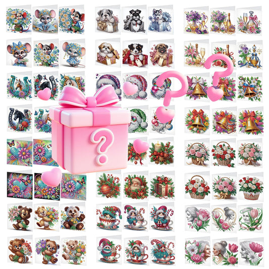 Focart 24 Pack Diamond Painting Greeting Cards, Random Diamond Art Kits Special Shape Drill DIY Handcraft for Relatives and Friends with Wishes, Unique Design Crafting for Birthday Holiday Cards