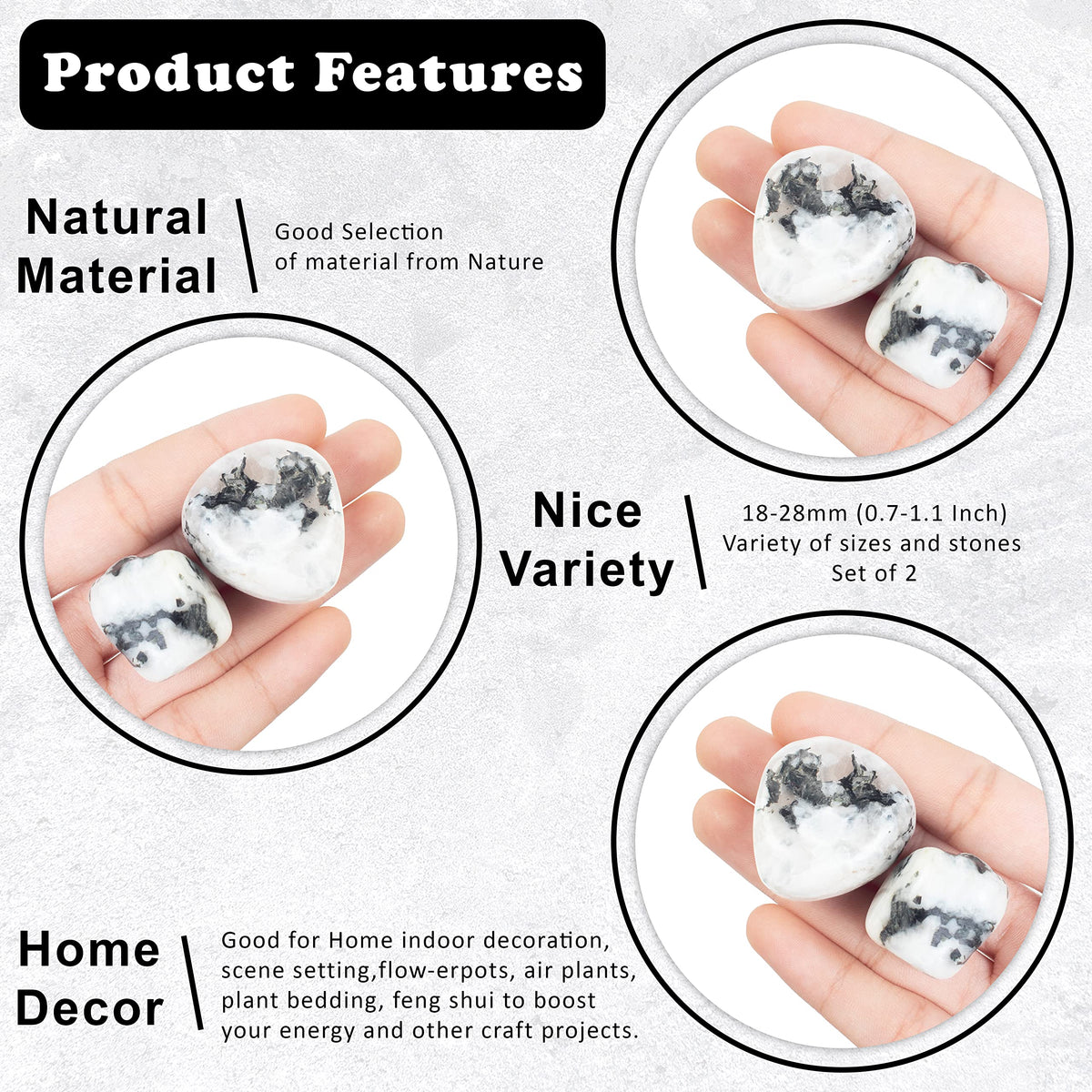 "300+ Carats, 2 Pcs Rainbow Moonstone Polished Stones and Crystals, Tumbled Stones 20-25mm Real Healing Stones for Beginners Used as Crystal Meditation Reiki Thumb Stones Gift for Rock Collection"