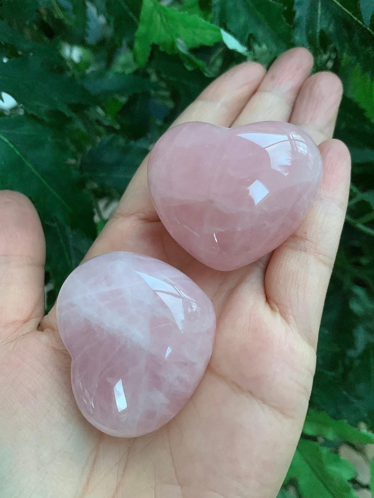 GAF TREASURES Rose Quartz Gemstone Hearts, Polished Rose Quartz Puffy Hearts, Rose Quartz Crystal Palm Stone, Rose Quartz Healing Crystal Hearts (1 Heart)