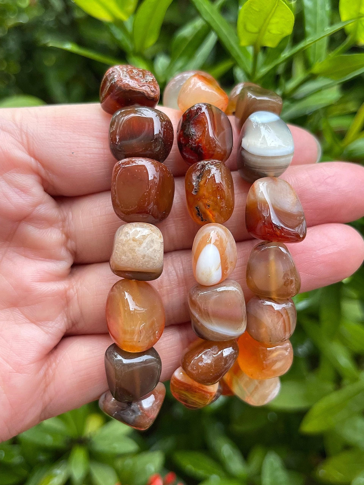 GAF TREASURES Carnelian Crystal Nugget Bracelet, Genuine Carnelian Tumbled Gemstone Bracelet, Healing Crystal Bracelet, Gift for Men & Women (1)