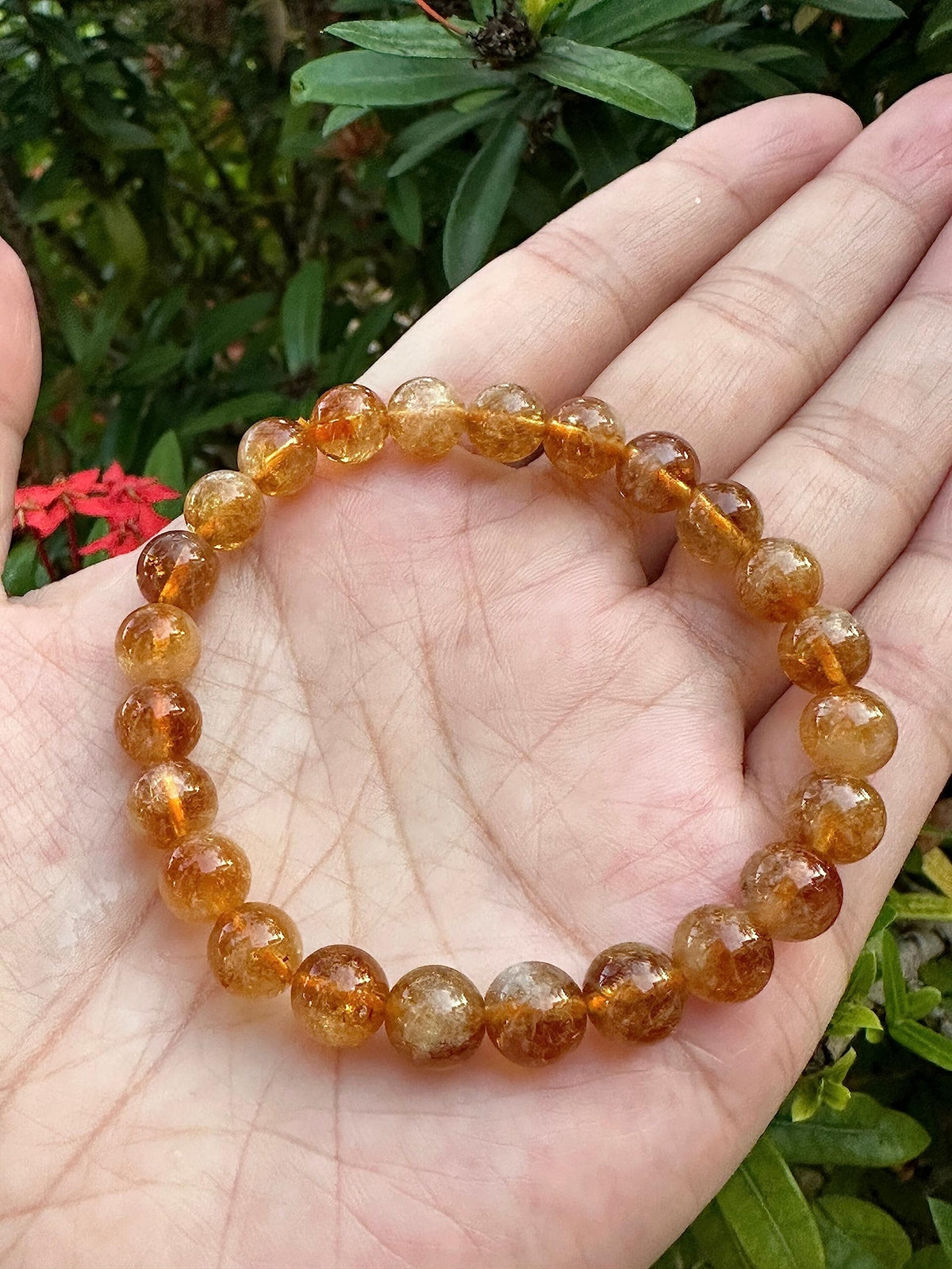 GAF TREASURES Citrine With Quartz Crystal Bead Bracelet 8mm, Genuine Citrine With Quartz Stretch Gemstone Bracelet, Healing Crystal Bracelet, Gift for Men & Women (1)