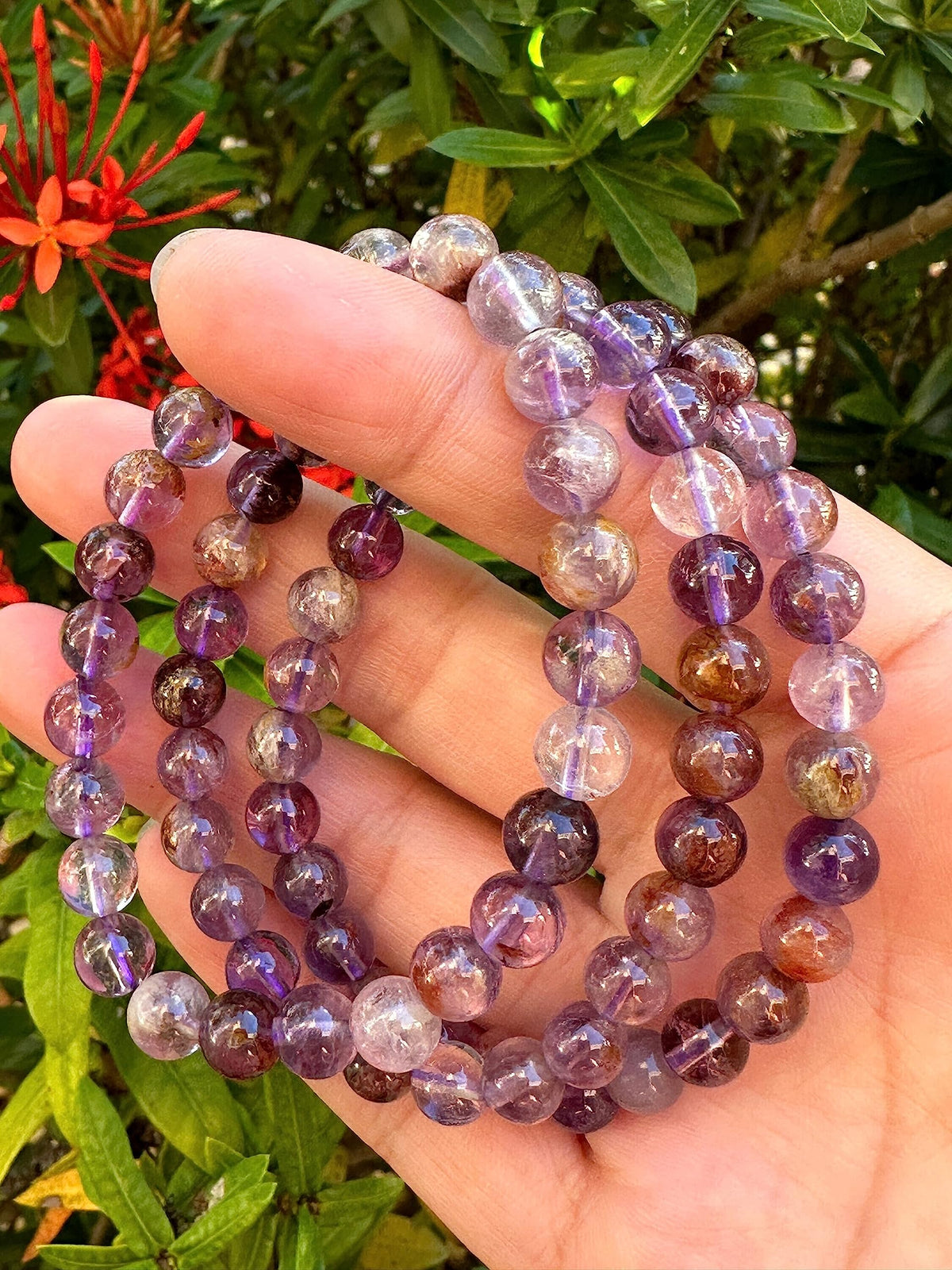 GAF TREASURES Super 7 Crystal Bead Bracelet 7-8mm, Genuine Super 7 Stretch Gemstone Bracelet, Healing Crystal Bracelet, Gift for Men & Women (1)