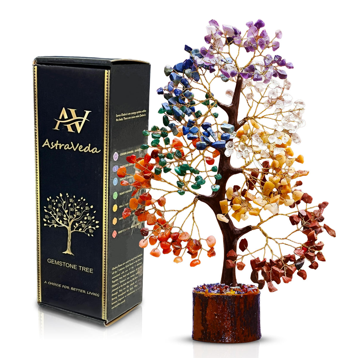 AstraVeda 7 Chakra Tree, Crystal Tree of Life, Feng Shui Trees, Positive Energy, Meditation Gift, Crystals and Stones, Spiritual Items, Home Office Decor