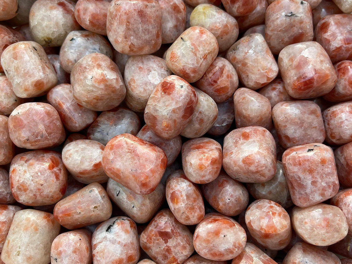 GAF TREASURES 5 Pcs Sunstone Tumbled Stones, Polished Sunstone Gemstone, Sunstone Healing Crystals (Sunstone)