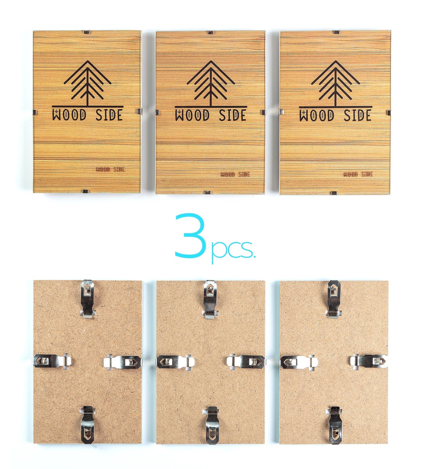 WOOD SIDE ORBIS Glass Clip Picture Frames 5x7 - Pack of 3, Clear Craft Photo Frames