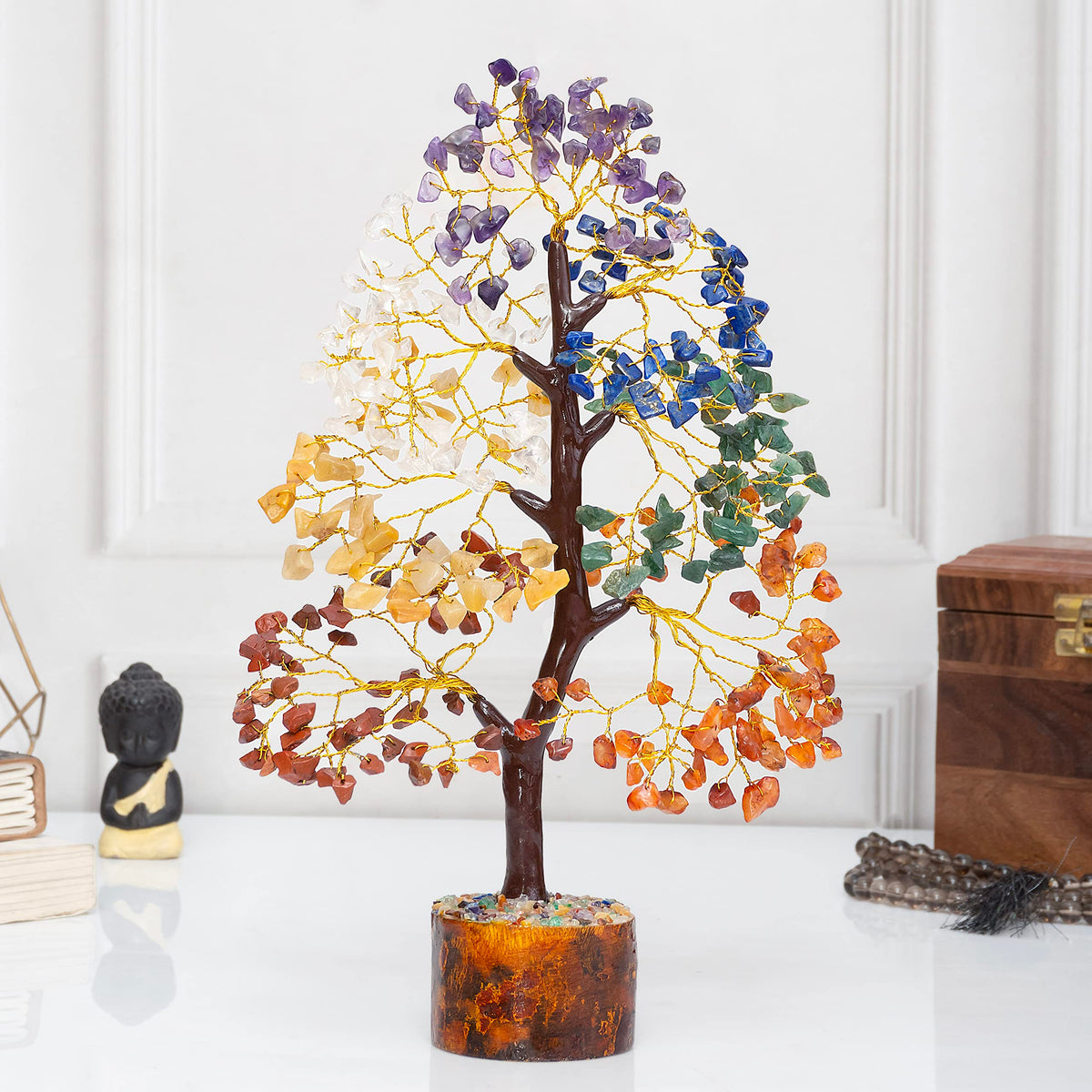 Crocon® 7 Chakra Crystals Tree of Life Birthday Gifts for Women, Men & Friends | Home & Office Decor, Money Tree Healing Crystals Gift | Mom Gift Ideas Housewarming Gifts New Home Sister & Dad