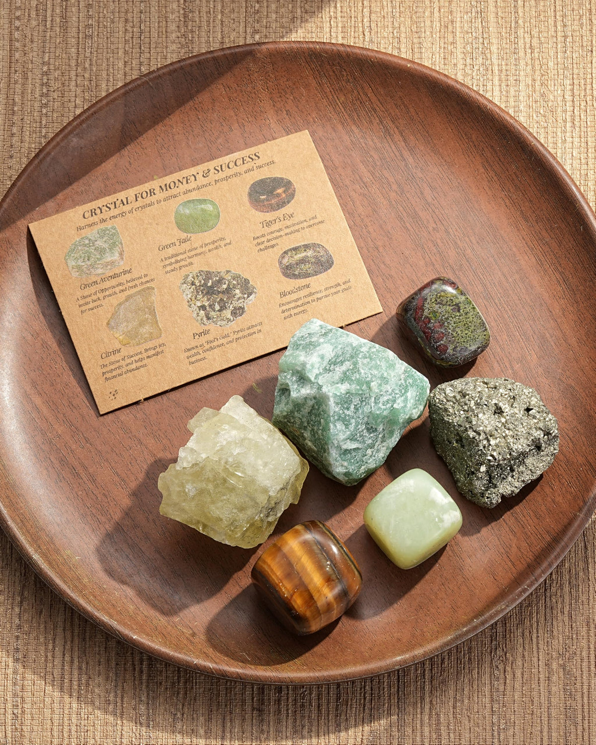 QianCannaor Crystals and Healing Stones Set for Anxiety, Relaxation Spiritual Crystals Gift for Meditation, Manifestation, Zen, Reiki, Fengshui (Crystal for Money & Success)
