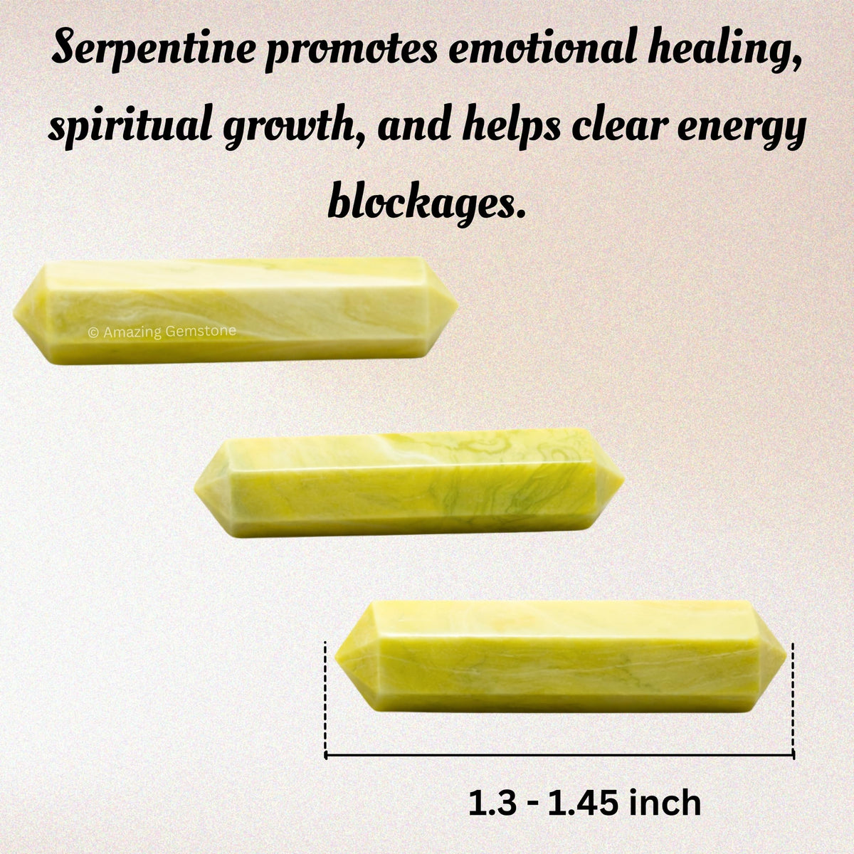 Amazing Gemstone Serpentine Crystal Points Bulk Healing Crystals - Pack of 3 Double Terminated Healing Wand Point Bulk Crystals for Crafts, Crystal Grid, DIY Work - Premium Crystals - Beginners Gifts