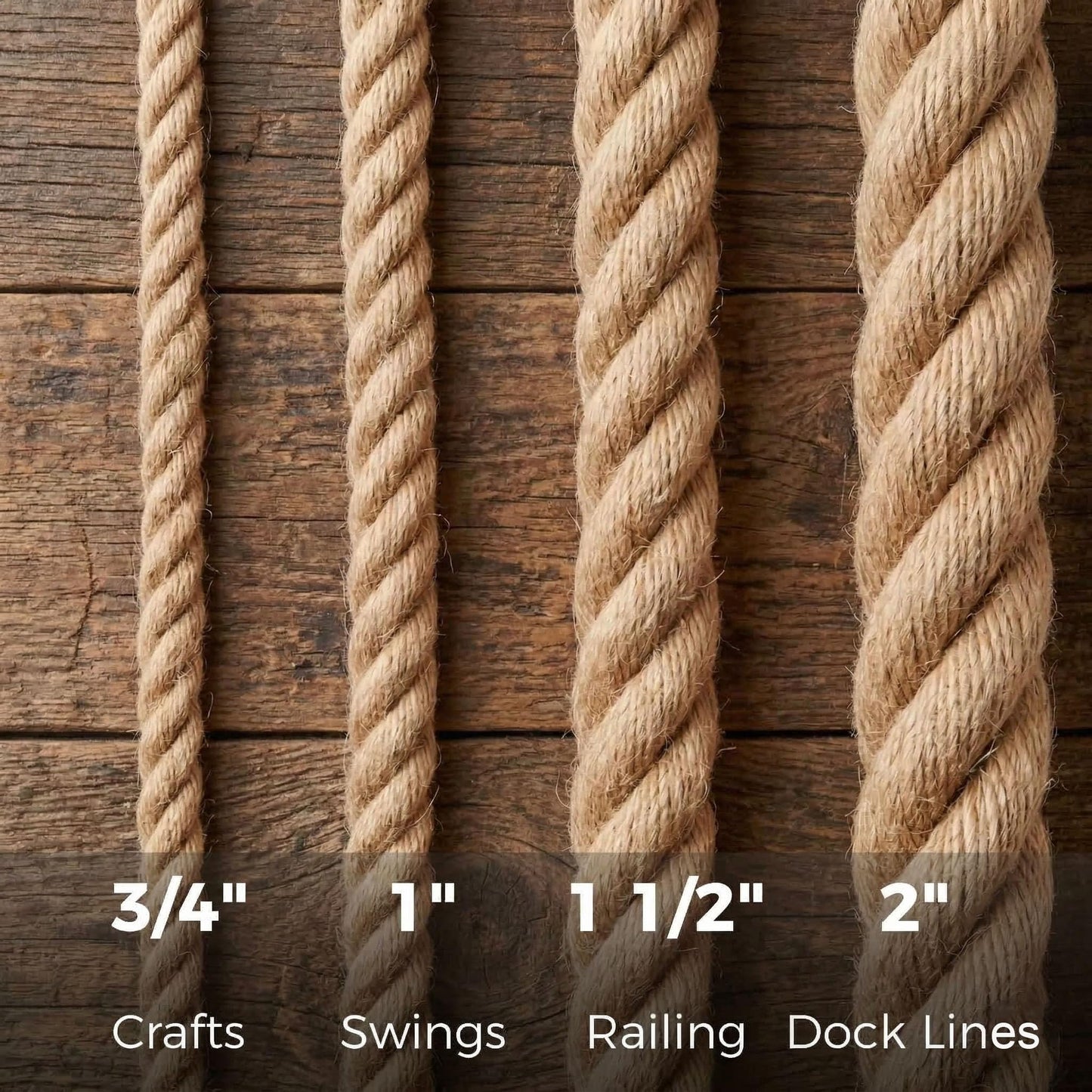 Hemp Rope - 3/4 Inch × 100 Feet - Natural Jute Twisted Manila Rope for Crafts, Hammock, Railing, Decorating