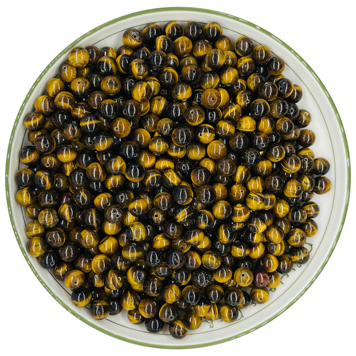 WHNKFB 8mm 50PCS Natural Yellow Tiger's Eye Round Beads, Smooth Polished Loose Gemstone Beads for Jewelry Making Craft - 4mm 6mm 8mm 10mm Options with Free Elastic Cord