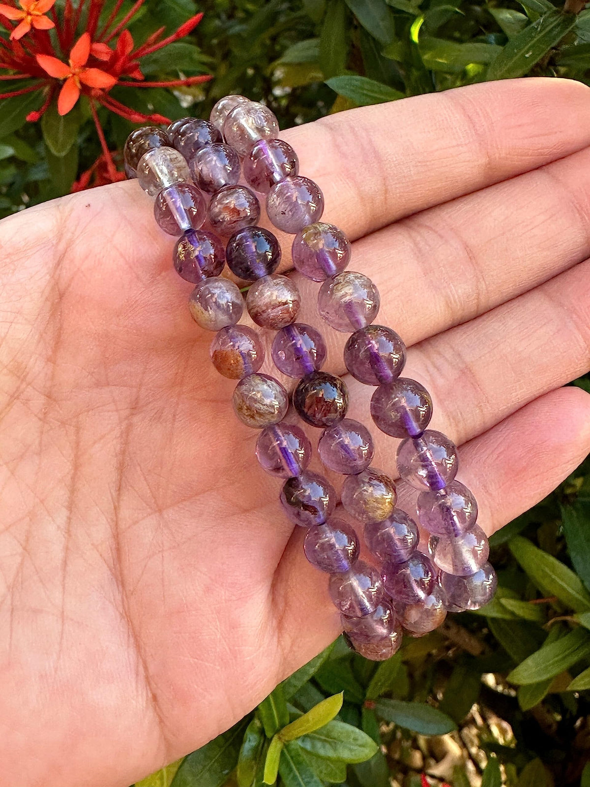 GAF TREASURES Super 7 Crystal Bead Bracelet 7-8mm, Genuine Super 7 Stretch Gemstone Bracelet, Healing Crystal Bracelet, Gift for Men & Women (1)