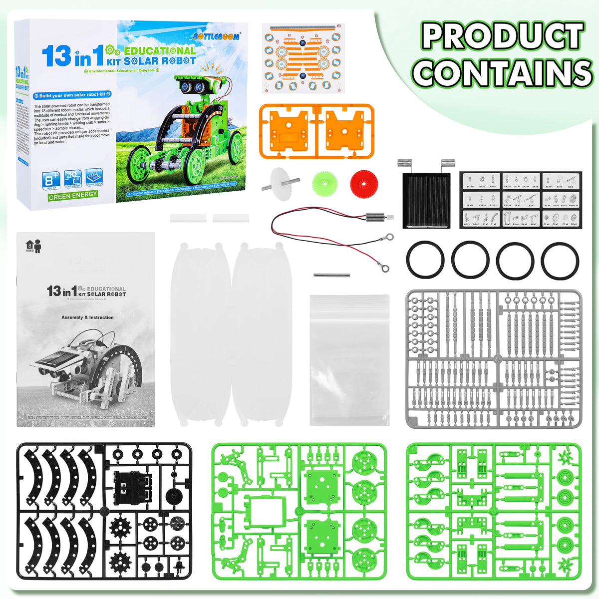 STEM 13-in-1 Education Solar Power Robots Toys for Boys Age 8-12, Educational Toy Science Kits for Kids Experiment Robotics Set Birthday Gifts for 8 9 10 11 12 Years Old