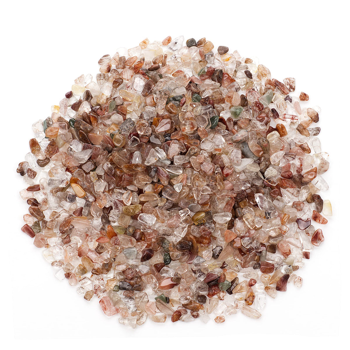Cherry Tree Collection 1/2 Pound Polished Tumbled Gemstone Chips, Pebbles, Crystal Chips Bulk for Jewelry Making, Healing, Plants, Succulents, Aquariums, Decoration, Chakra (Multi Rutilated Quartz)