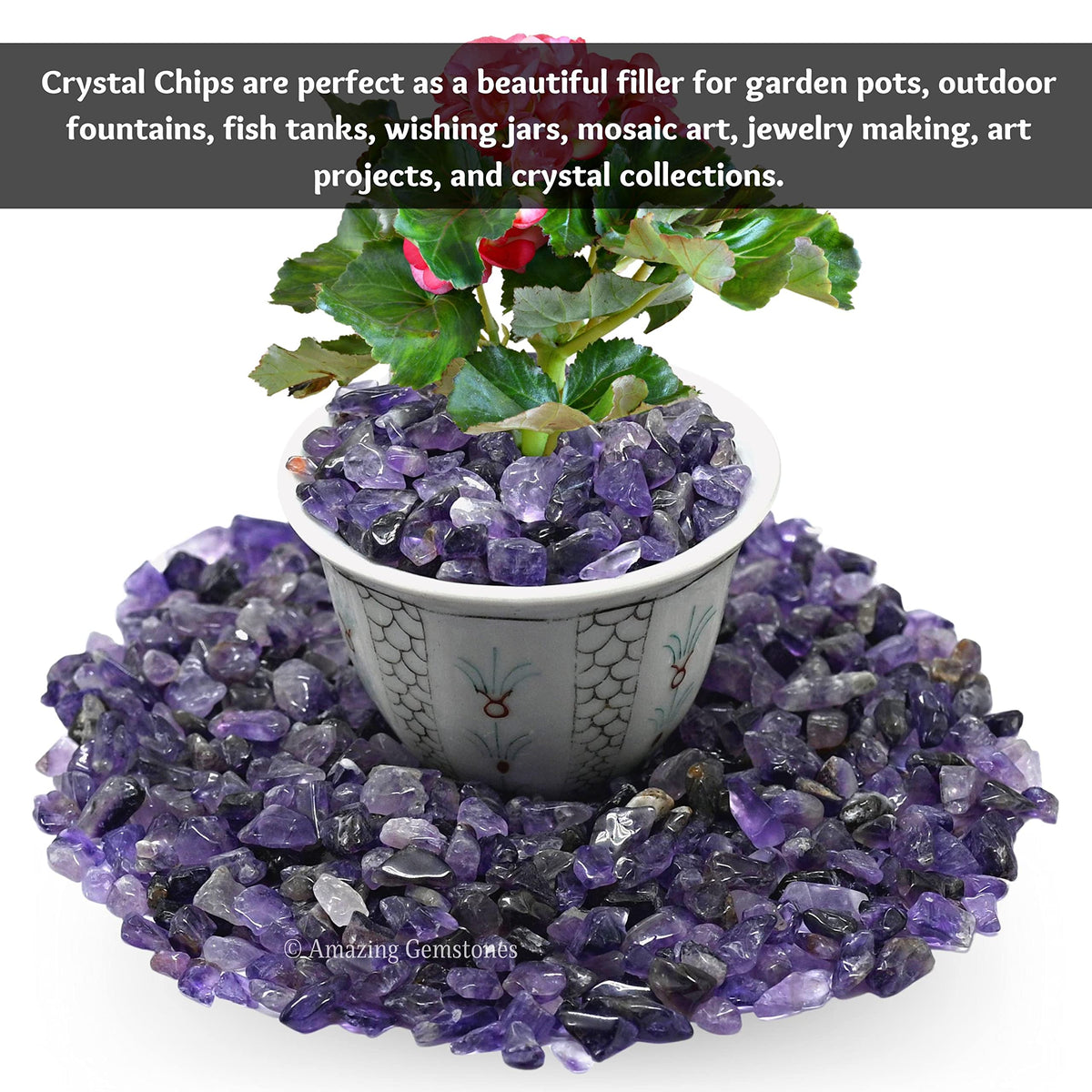 Amazing Gemstone Amethyst Crystals Aquarium Gravel Rocks for Fish Tank Decor - Certified Crystals for Spiritual Healing and Witchcraft, Garden Landscaping and Home Vase Display (1lb)