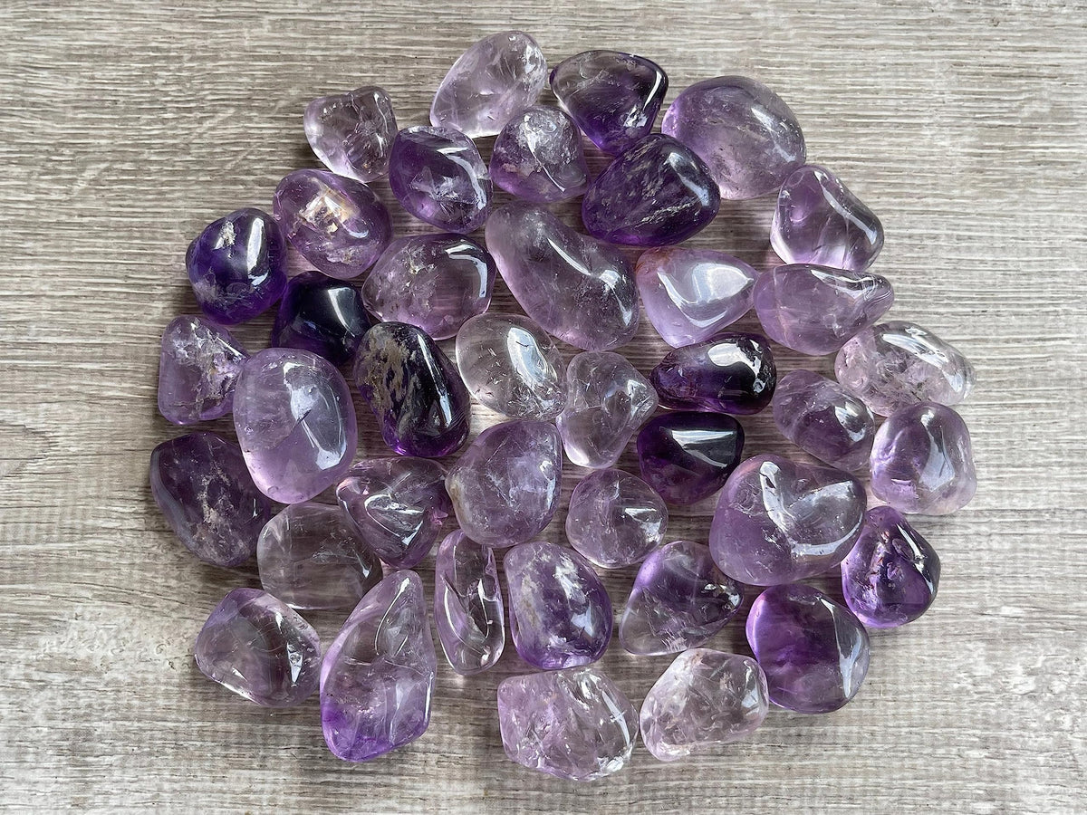 GAF TREASURES 5 Pcs Amethyst Tumbled Stones, Polished Natural Amethyst Gemstone, Amethyst Healing Crystals (Amethyst)