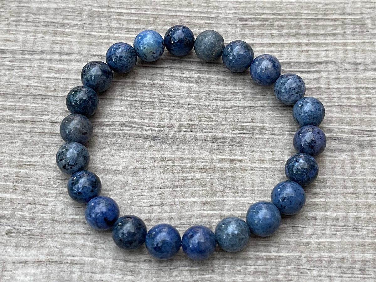 GAF TREASURES Dumortierite Crystal Bead Bracelet 8mm, Genuine Dumortierite Stretch Gemstone Bracelet, Healing Crystal Bracelet, Gift for Men & Women (1)