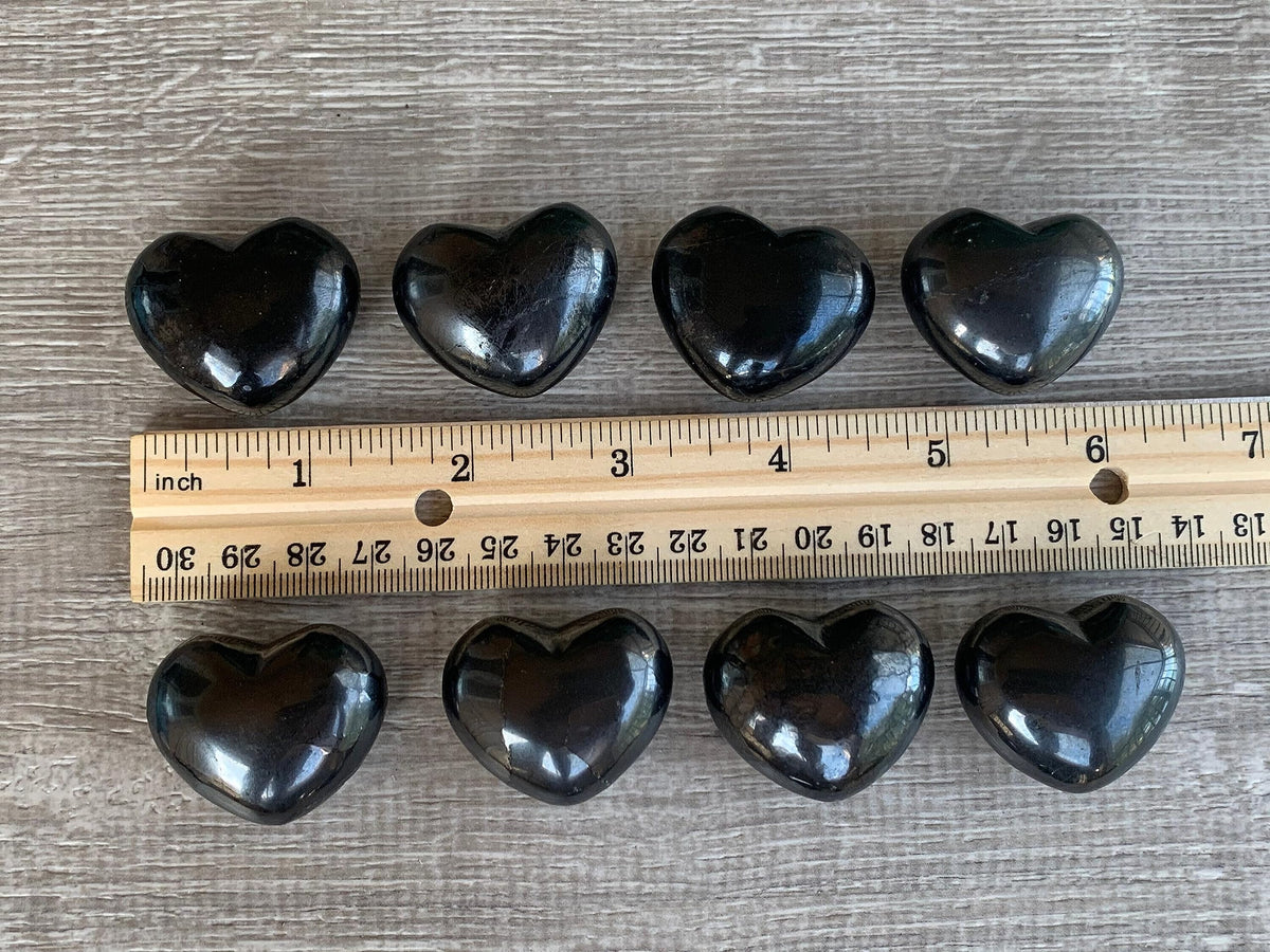 GAF TREASURES Shungite Gemstone Hearts, Polished Shungite Puffy Hearts, Shungite Crystal Palm Stone, Shungite Healing Crystal Hearts (1 Heart)
