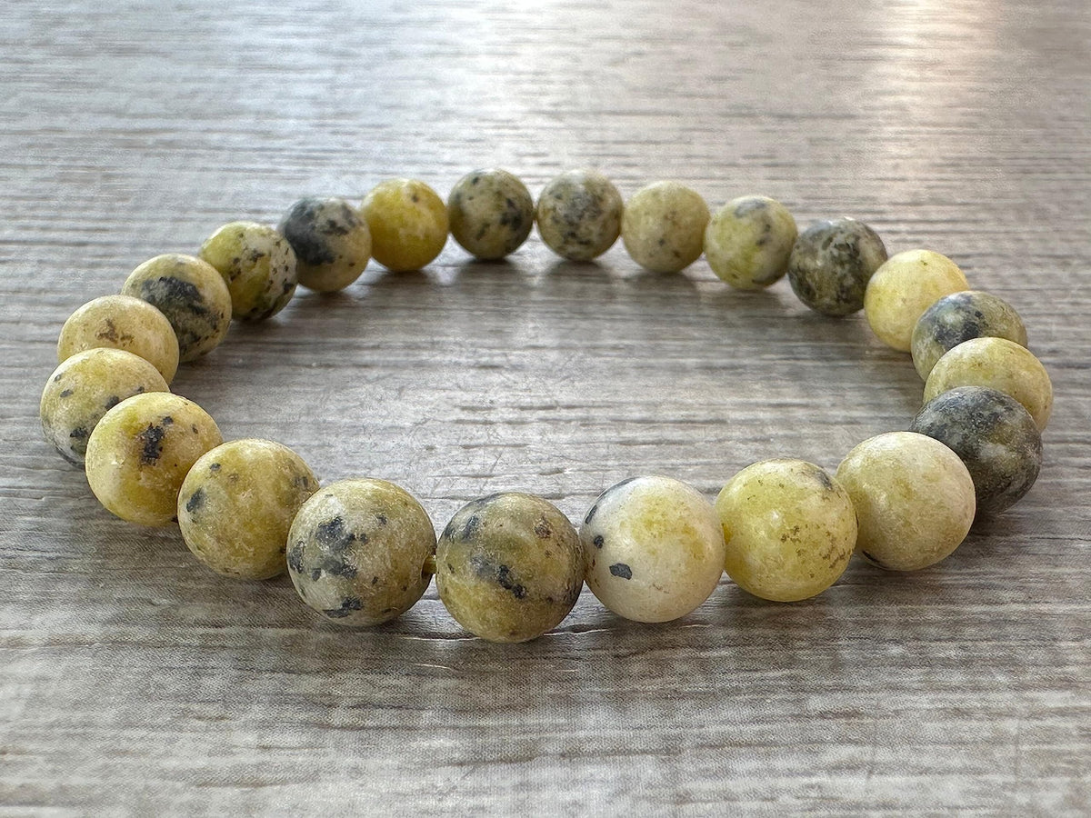 GAF TREASURES Yellow Turquoise Crystal Bead Bracelet 8mm, Genuine Yellow Turquoise Stretch Gemstone Bracelet, Healing Crystal Bracelet, Gift for Men & Women (1)