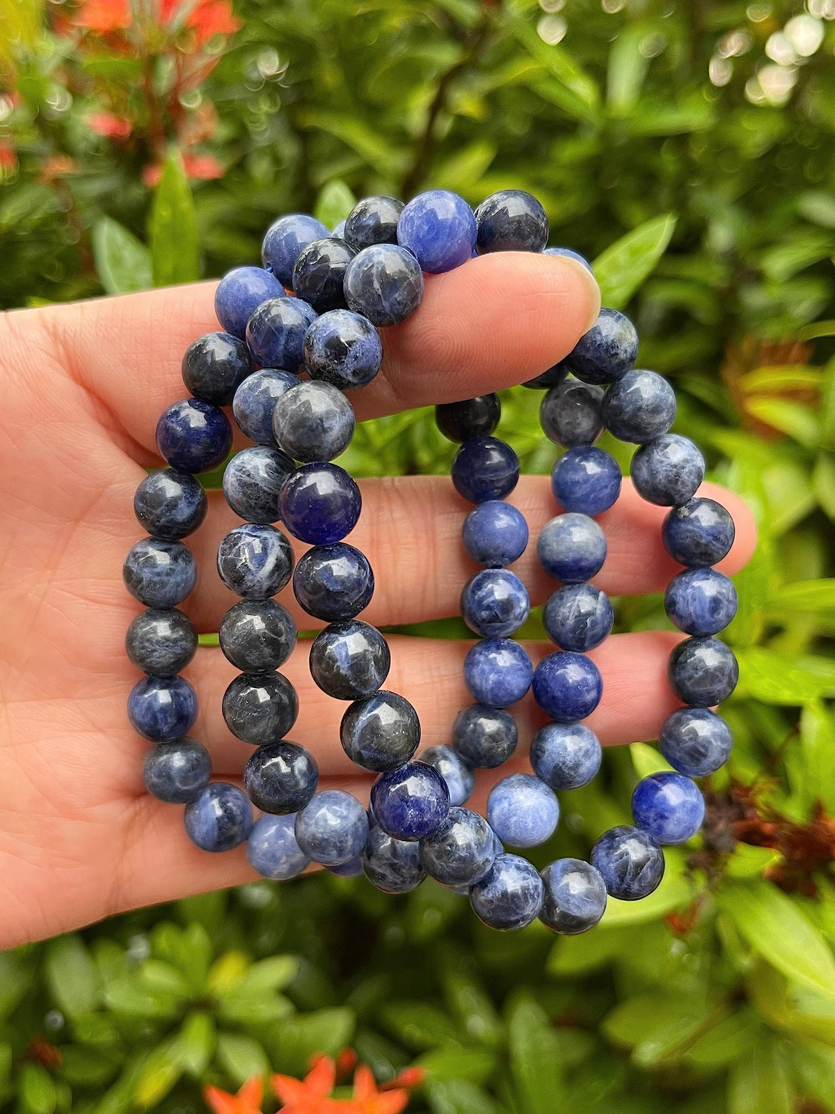 GAF TREASURES Sodalite Crystal Bead Bracelet 8mm, Genuine Sodalite Stretch Gemstone Bracelet, Healing Crystal Bracelet, Gift for Men & Women (1)