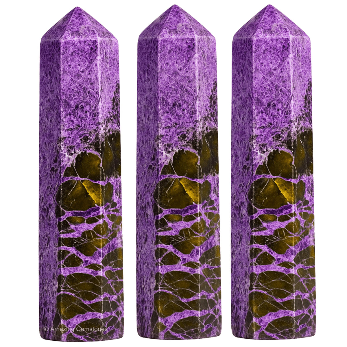Amazing Gemstone Stichtite Crystal Points Bulk Healing Crystals and Stones - Pack of 3 Single Terminated Healing Wand Point Bulk Crystals for Crafts, Crystal Grid, DIY Work