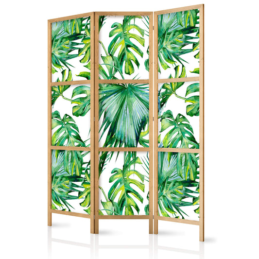 artgeist Japanese Room Divider Tropical Leaves Monstera grn 53 x 67 in - 3 Panel Folding Screen Japan Design Home Decoration Art Deco b-B-0295-z-b