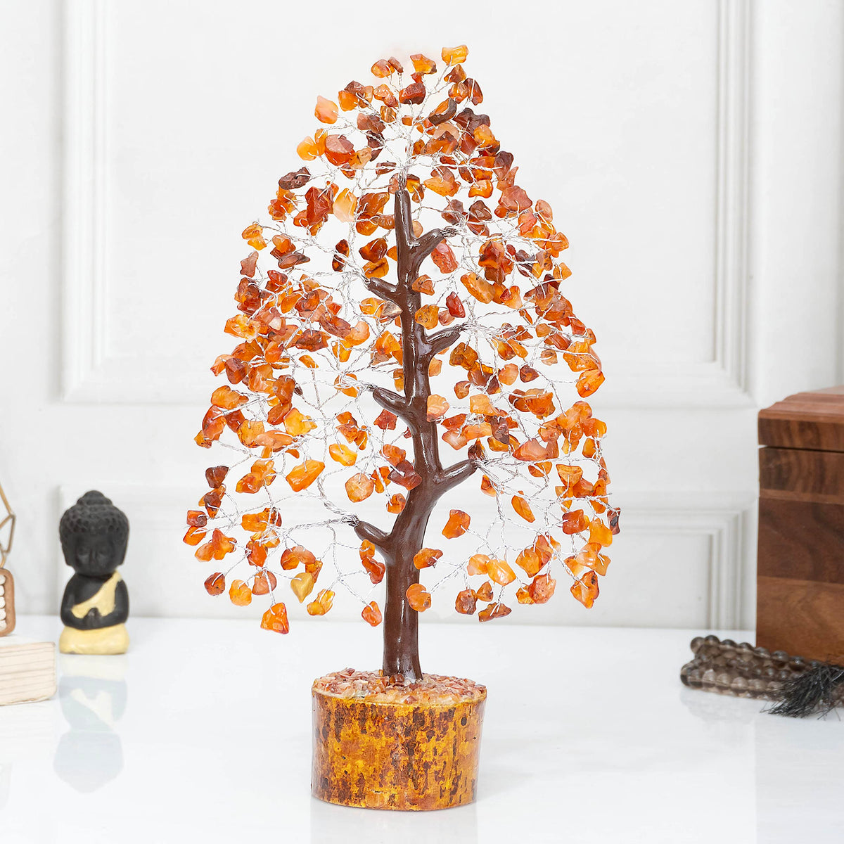 Crocon® Carnelian Gemstone Crystal Tree, Crytsals and Healing Stones, Orange Healing Stone Tree for Sacral Chakra Birthday Gifts for Women Men Her Sister mom - Gem Tree - Home Decor - Good Luck Gift