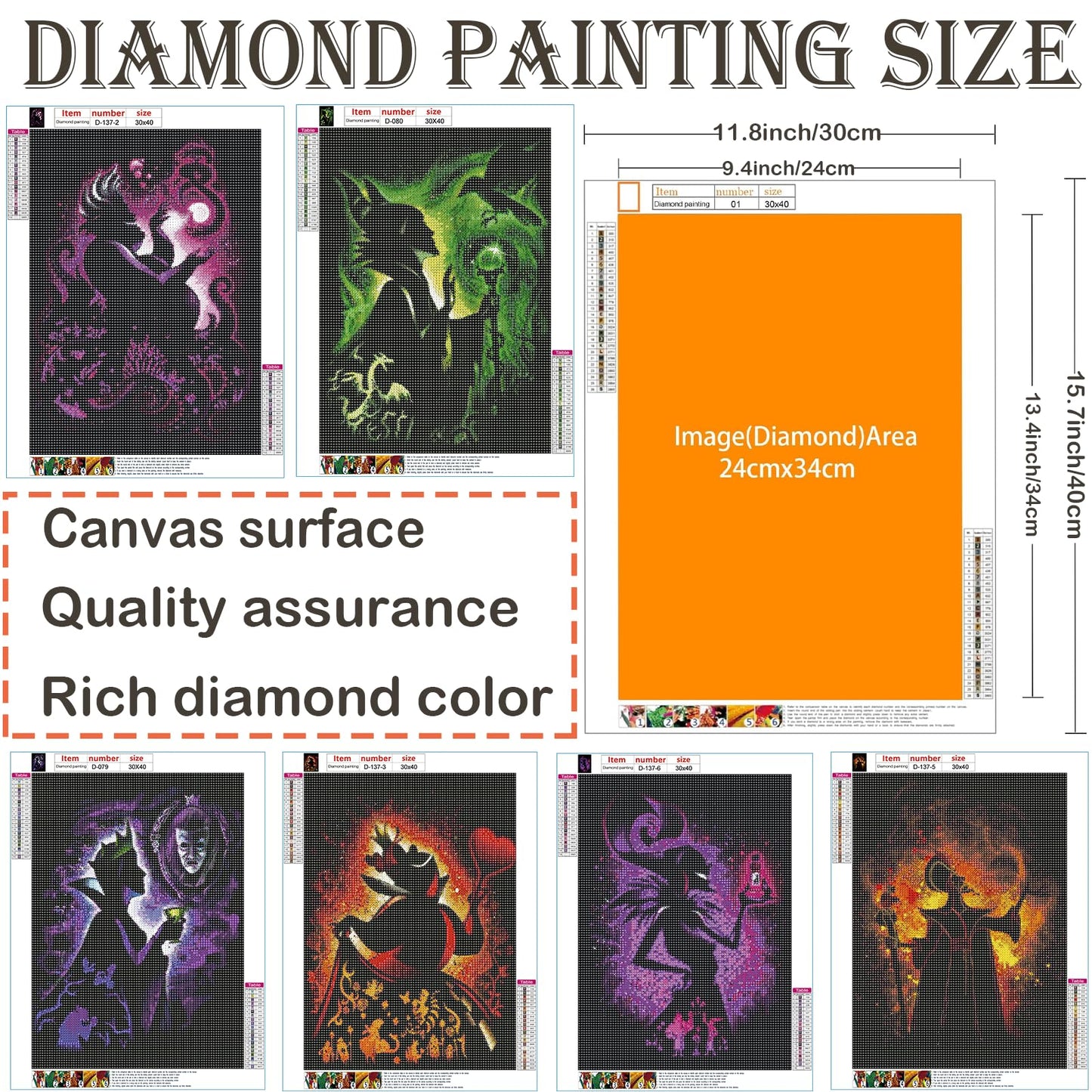 5D Adult Diamond Art Painting Kit,Villain Diamond Painting Kit-6 Pieces,Round Diamond Digital Painting Kit,Gemstone Art Painting Kit,DIY Diamond Painting Kit for Beginners (11.8x15.7 inches)