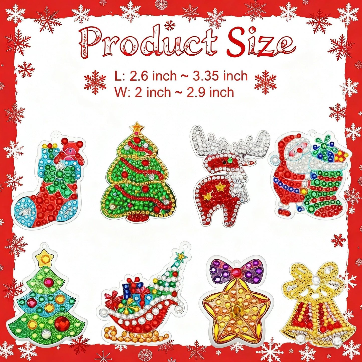 Chuangdi 20 Pcs Diamond Art Christmas Ornaments Diamond Art Kit for Adult DIY Diamonds Painting Keychains Crystal Rhinestone Arts Craft Santa Snowman Xmas Party Decor Supplies