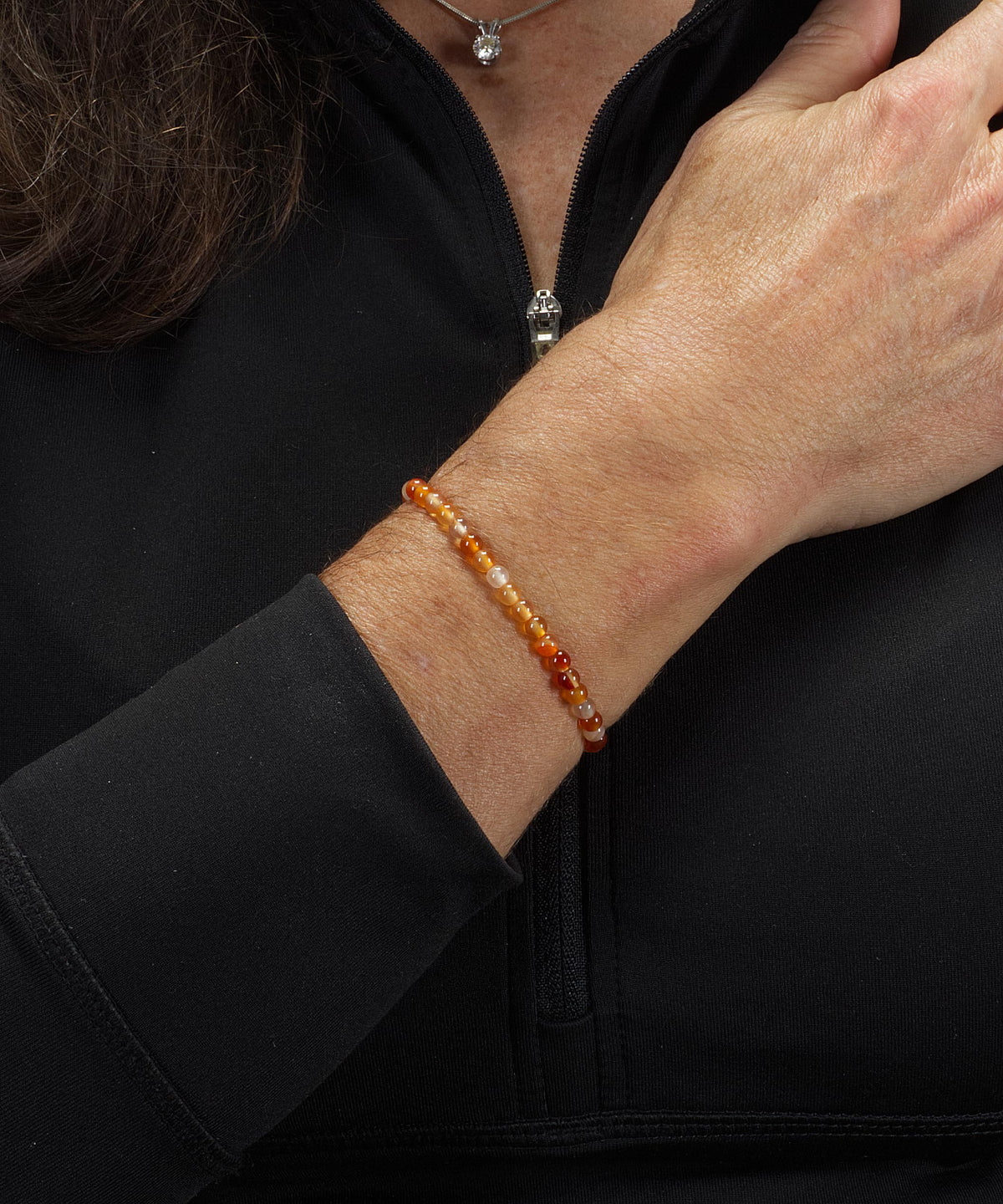 Cherry Tree Collection - Small, Medium, Large Sizes - Gemstone Beaded Bracelets For Women and Men - 4mm Round Beads (Carnelian, Medium)