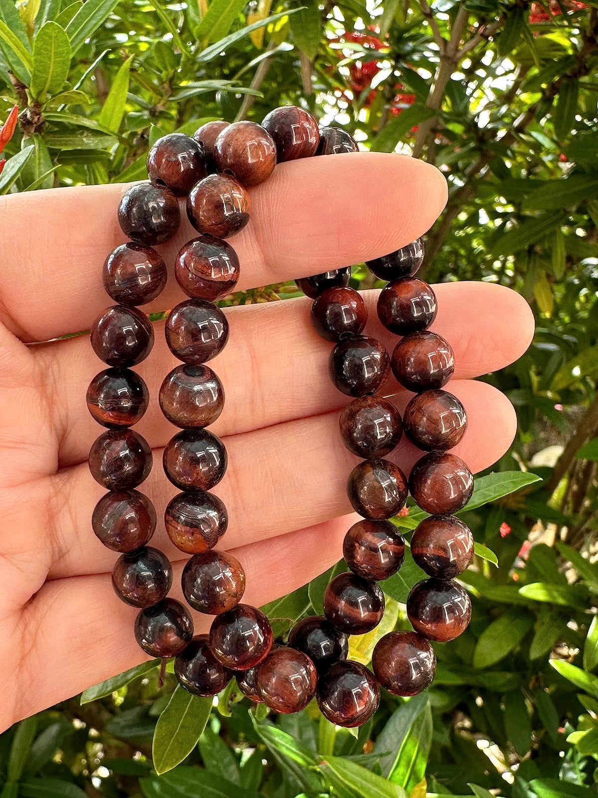 GAF TREASURES Red Tiger Eye Crystal Bead Bracelet 8mm, Genuine Red Tiger Eye Stretch Gemstone Bracelet, Healing Crystal Bracelet, Gift for Men & Women (1)
