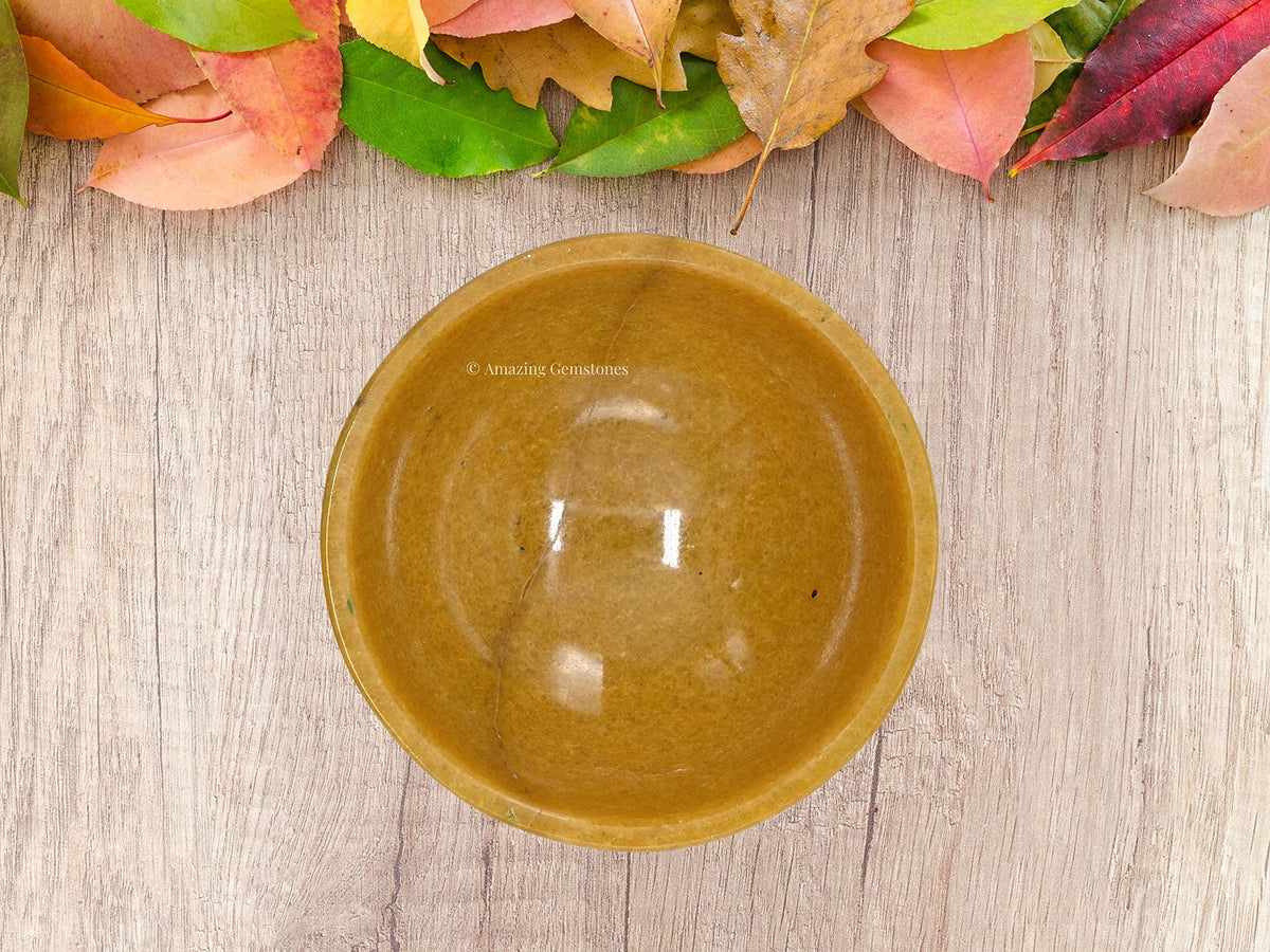Yellow Jasper Crystal Bowl - 2 Inch Decorative Bowls for Room and Home Decor - Gemstone Healing Crystals for Elegant Display, Positive Energy Balance and Gift