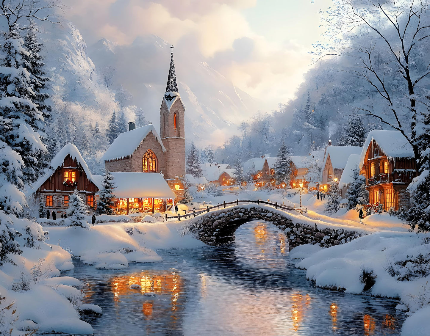 CVURMFH 5D Fall Diamond Painting Kits for Adults, Winter Beautiful Christmas Snow Scene Diamond Art Kit, DIY Full Square Drill Christmas Diamond Gem Art Kits for Adults 12x16 Inch