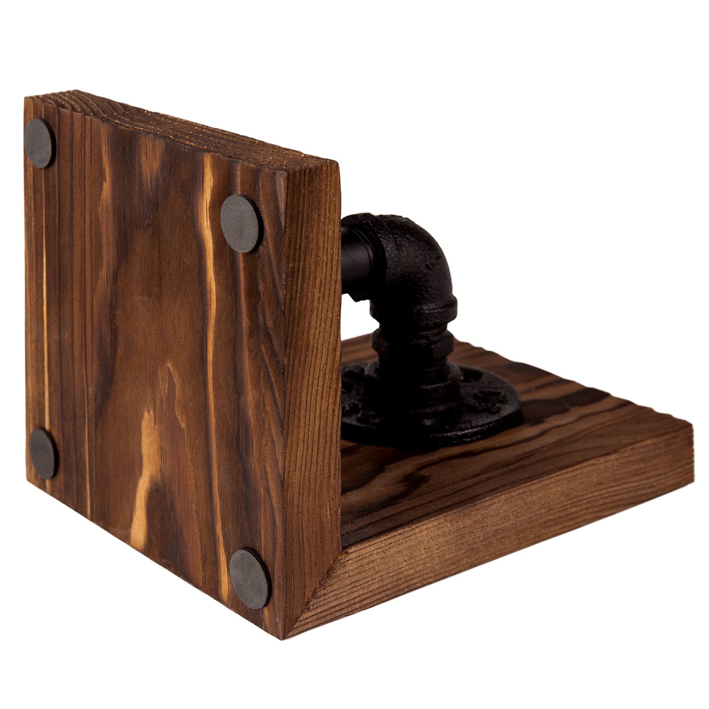 MyGift Book Ends, Decorative Bookends, Heavy Duty Book Holders for Shelves, Rustic Wood with Realistic Industrial Pipe Design,Unique Ideas for Father's Day, Christmas
