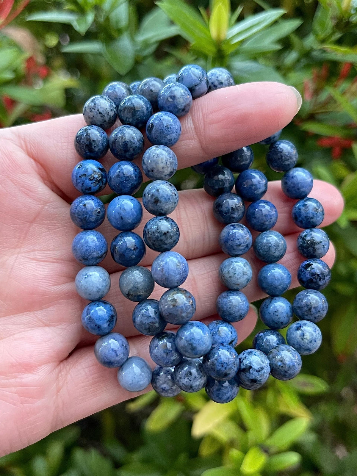 GAF TREASURES Dumortierite Crystal Bead Bracelet 8mm, Genuine Dumortierite Stretch Gemstone Bracelet, Healing Crystal Bracelet, Gift for Men & Women (1)