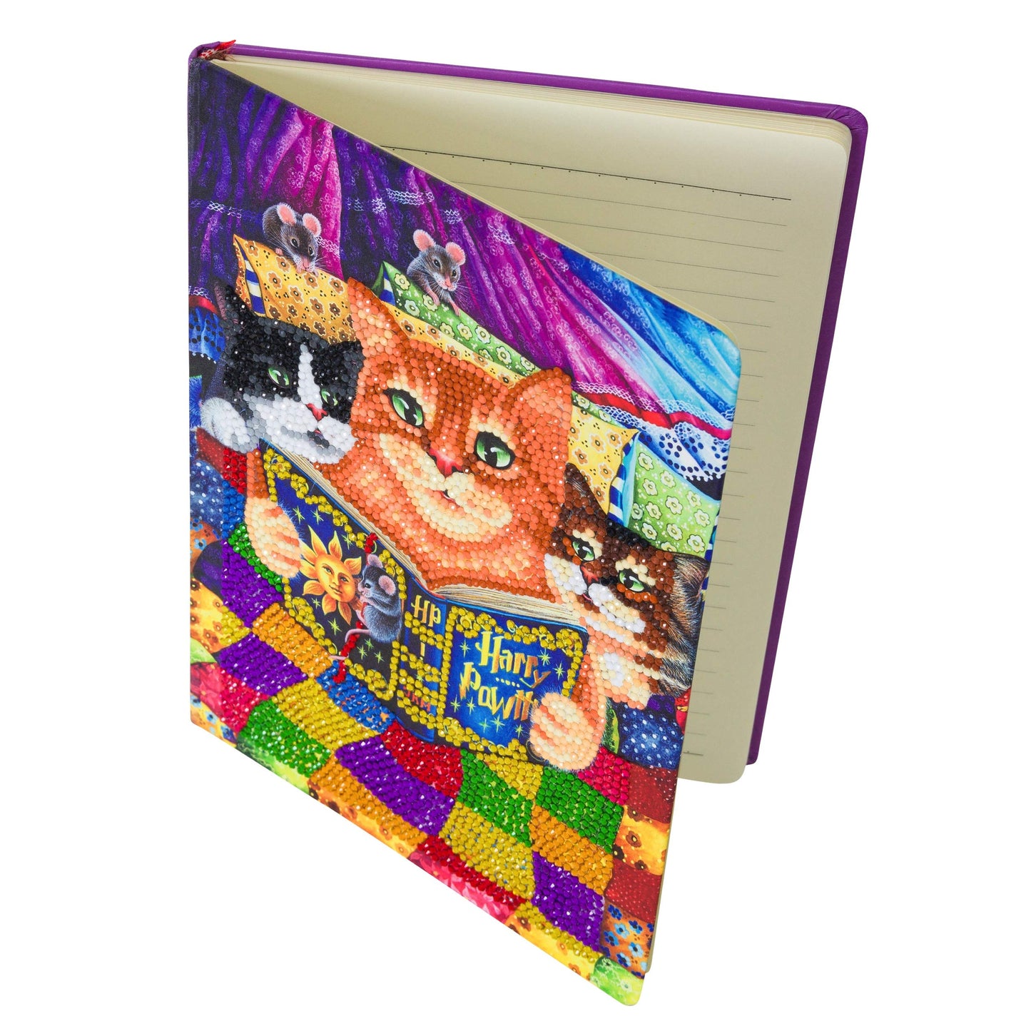 Crystal Art Diamond Painting Notebook - Kitten Bedtime Notebook Kit - Create a Sparkling Notebook Cover using Crystals - For ages 8 and up