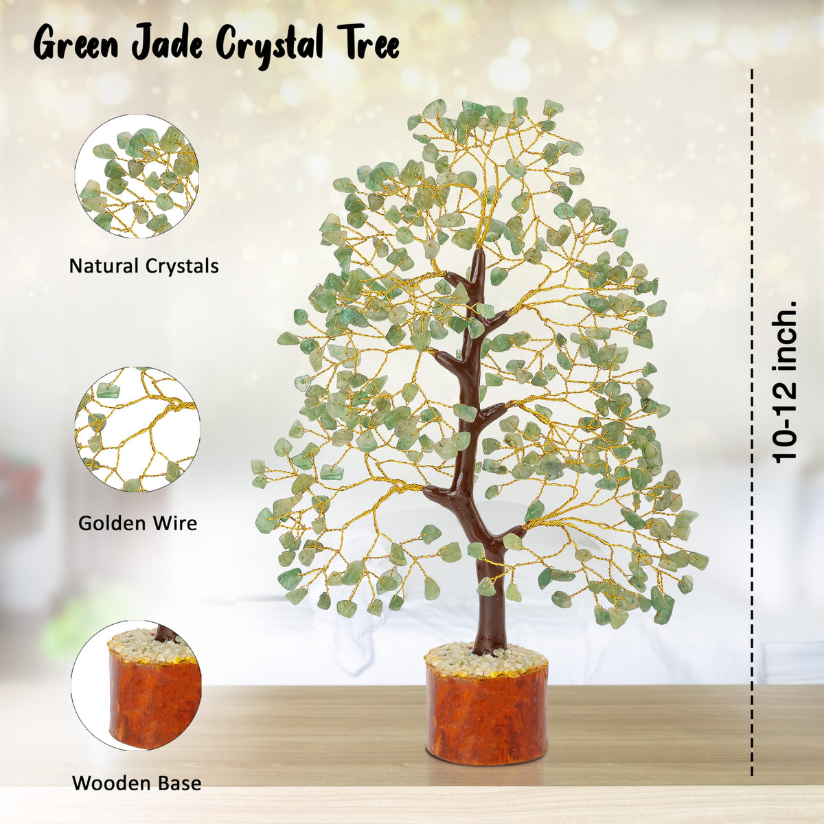 Crocon® Green Jade Crystal Tree of Life, Birthday Gifts for Women & Men, House Decor for Shelf Healing Crystals, Spiritual Gift Sage Green Decor, House Warming Gifts New Home, Present for Mom, Sister